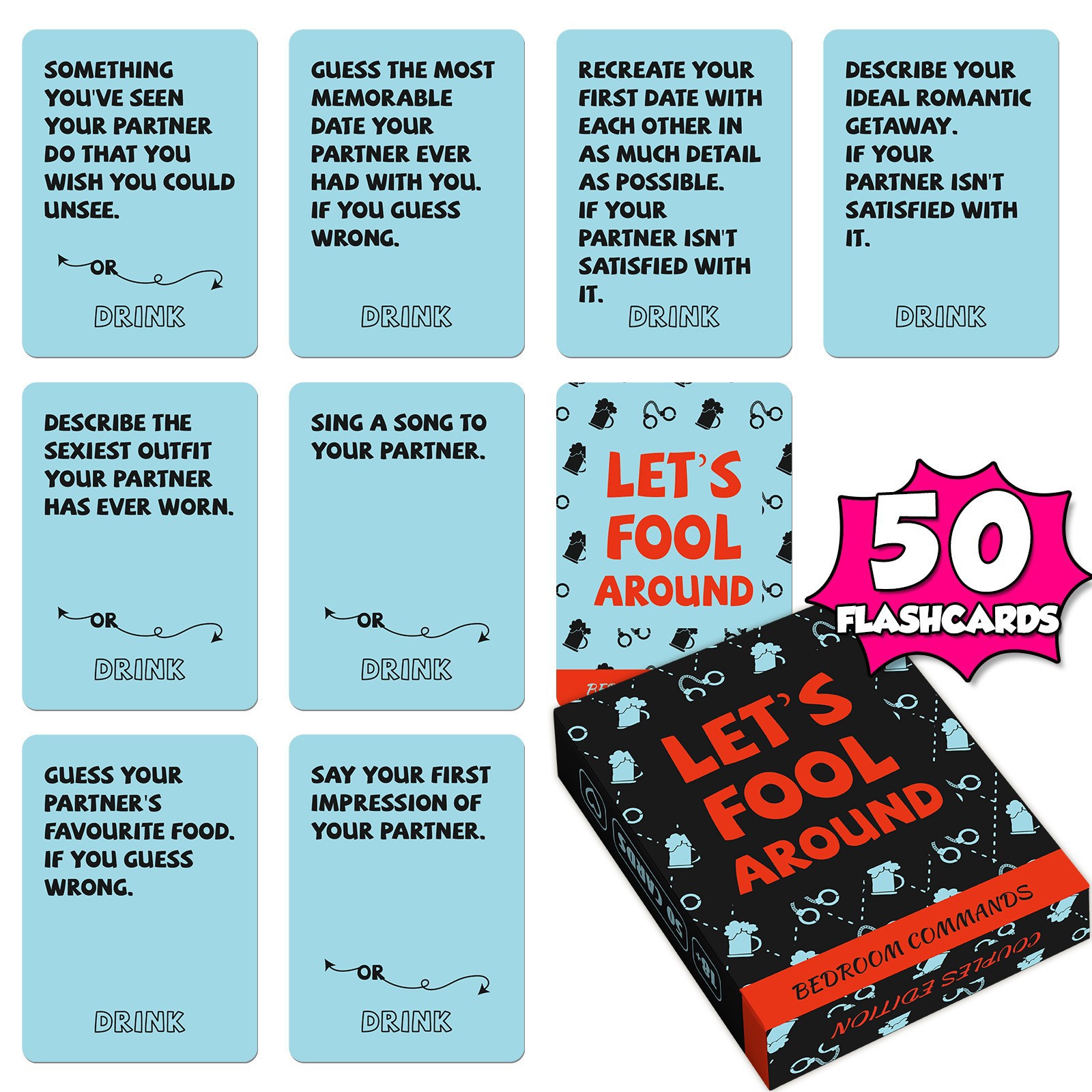 Party Games Questions And Answers - 50 قطعة من بطاقات ألعاب الشرب
